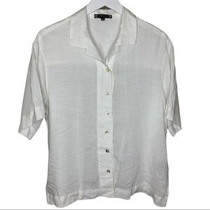 C’EST MOI Boxy Fit Button Down Blouse Ivory One Size  (XS-Large)